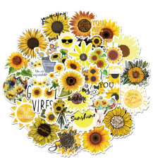 50pcs  Flower sunflower bee butterfly  graffiti stickers decorative suitcase notebook waterproof detachable stickers