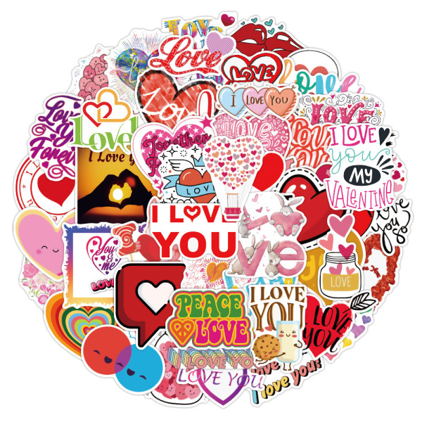 50pcs Love valentine's day  graffiti stickers decorative suitcase notebook waterproof detachable stickers