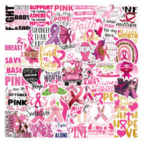 50pcs Pink ribbon  graffiti stickers decorative suitcase notebook waterproof detachable stickers