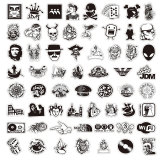 50pcs  Black and white punk gothic  graffiti stickers decorative suitcase notebook waterproof detachable stickers