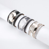 Personalized Simple Geometric Irregular Multilayer Braided Magnetic Leather Bracelet