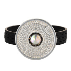 Alloy Sheet Circle Glass Diamond Bracelet Multilayer Fine Leather Elegant Bracelet