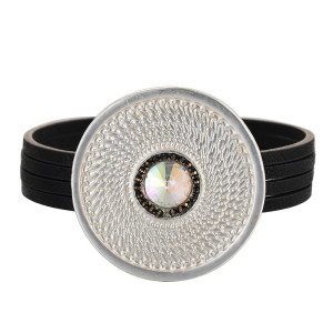 Alloy Sheet Circle Glass Diamond Bracelet Multilayer Fine Leather Elegant Bracelet