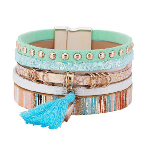Multilayer tassel bracelet colorful leather ladies bracelet