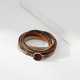 Ring horsehair animal print design long leather strap snake print magnetic buckle bracelet