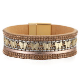 Row diamond bracelet, butterfly accessories, gold buckle, alloy magnetic buckle bracelet