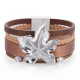 Multi-layered wide-brimmed leather bracelet, geometric tree leaf magnetic buckle female bracelet