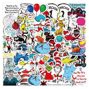 50pcs  Dr. Seuss  graffiti stickers decorative suitcase notebook waterproof detachable stickers