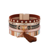 Multilayer tassel bracelet colorful leather ladies bracelet