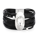 Glass diamond alloy multilayer leather cord bracelet ladies fashion accessories