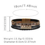 Color-blocking magnetic buckle bracelet with multiple leather hand-woven unisex bracelets