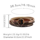 Ring horsehair animal print design long leather strap snake print magnetic buckle bracelet