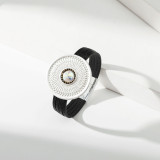 Alloy Sheet Circle Glass Diamond Bracelet Multilayer Fine Leather Elegant Bracelet