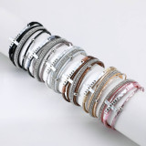 Cross Thin Bangle Diamond Leather Magnetic Clasp Multicolor Bracelet Ladies Bracelet