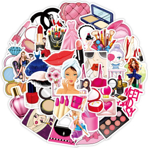 50pcs Girls cosmetics  graffiti stickers decorative suitcase notebook waterproof detachable stickers