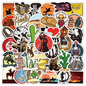 50pcs  Cowboy  graffiti stickers decorative suitcase notebook waterproof detachable stickers