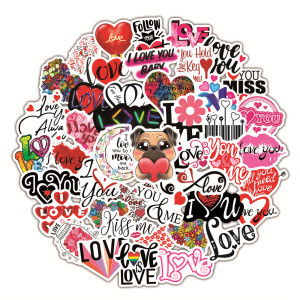 50pcs  Valentine's Day Love  graffiti stickers decorative suitcase notebook waterproof detachable stickers