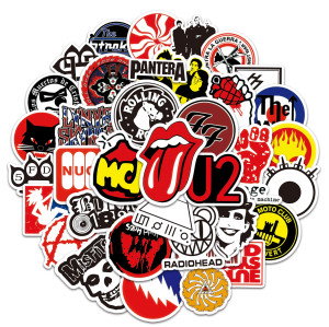 50pcs  Rock band logo  graffiti stickers decorative suitcase notebook waterproof detachable stickers