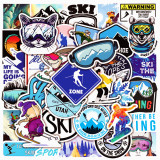 50pcs Winter skiing  graffiti stickers decorative suitcase notebook waterproof detachable stickers
