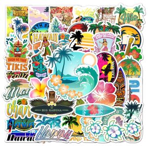 50pcs Hawaiian landscape  graffiti stickers decorative suitcase notebook waterproof detachable stickers