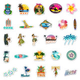 50pcs Hawaiian landscape  graffiti stickers decorative suitcase notebook waterproof detachable stickers