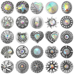 20MM  Color white design enamel Rhinestone Metal snap buttons