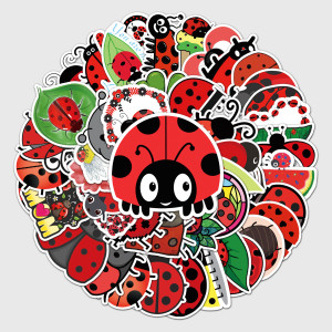 50pcs  Cute ladybug  graffiti stickers decorative suitcase notebook waterproof detachable stickers