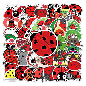 50pcs  Cute ladybug  graffiti stickers decorative suitcase notebook waterproof detachable stickers