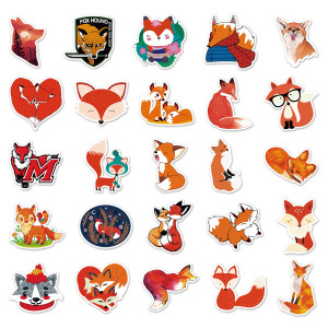 50pcs Cartoon fox  graffiti stickers decorative suitcase notebook waterproof detachable stickers