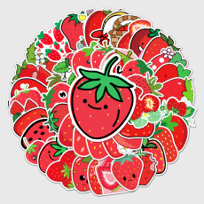 50pcs  Strawberry  graffiti stickers decorative suitcase notebook waterproof detachable stickers