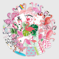 50pcs Flamingo graffiti stickers decorative suitcase notebook waterproof detachable stickers