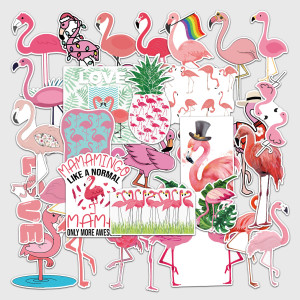 50pcs Flamingo graffiti stickers decorative suitcase notebook waterproof detachable stickers
