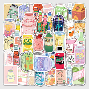 50pcs  Beverage  graffiti stickers decorative suitcase notebook waterproof detachable stickers