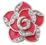 20MM  rose Red design enamel Rhinestone Metal snap buttons