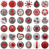 20MM Red design enamel Rhinestone Metal snap buttons