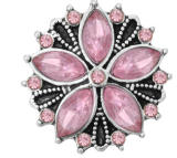 20MM pink design enamel Rhinestone Metal snap buttons