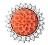 20MM Orange design enamel Rhinestone Metal snap buttons