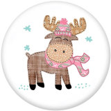 20MM Christmas  Deer  Print  glass  snaps buttons