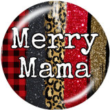 20MM  Merry  Mama  Print   glass  snaps buttons