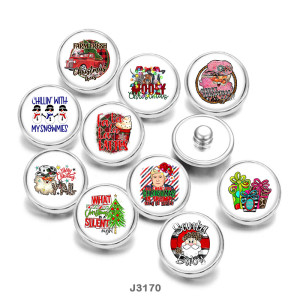 20MM Christmas  Snowman  Print  glass  snaps buttons