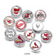 20MM  Sports  team  Print   glass  snaps buttons
