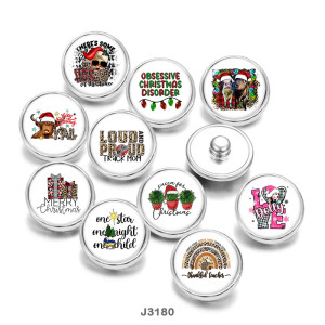 20MM Christmas  Snowman  Print  glass  snaps buttons