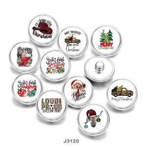 20MM Christmas  Santa Claus  Print  glass  snaps buttons