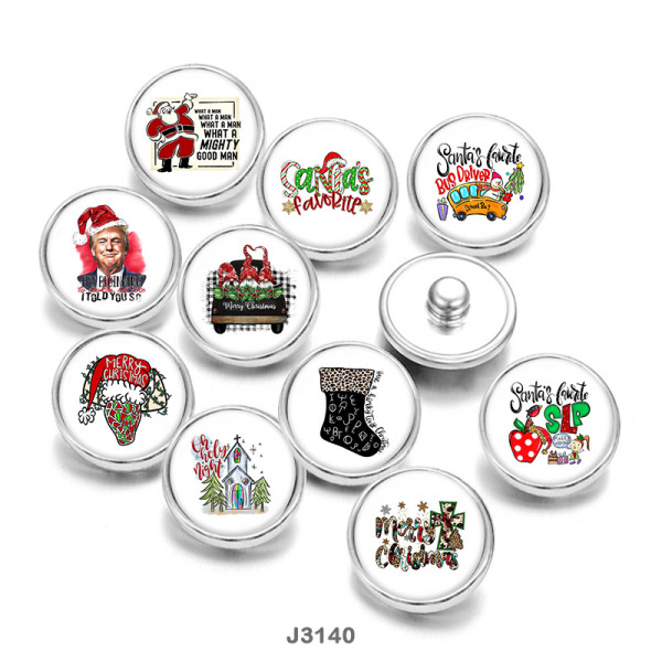 20MM Christmas  Print  glass  snaps buttons
