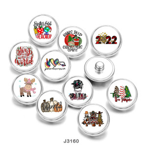 20MM Christmas  Deer  Print  glass  snaps buttons