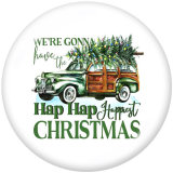 20MM Christmas Cross Car Print glass snaps buttons