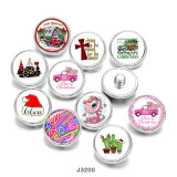 20MM Christmas Cross Car Print glass snaps buttons