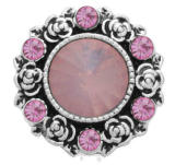 20MM Pink design Rhinestone enamel Metal snap buttons