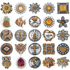 20MM Orange design Rhinestone enamel Metal snap buttons