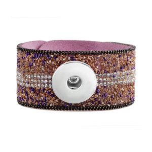 Microfiber Multicolor Bracelet with Diamonds and Crushed Stones  fit 20mm snaps chunks